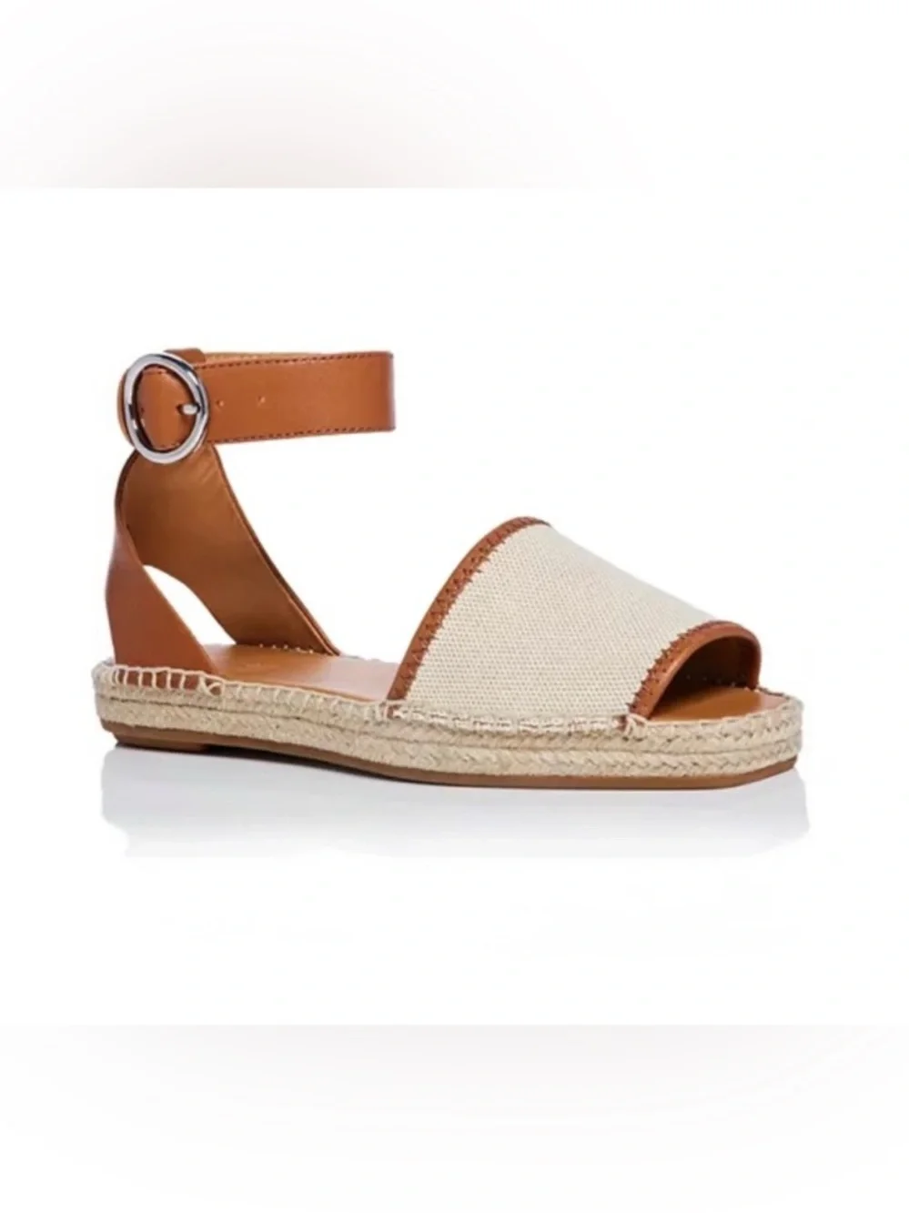 Rag & Bone Anteros Cotton Peep-toe Espadrilles In Natural Leather Size 36.5